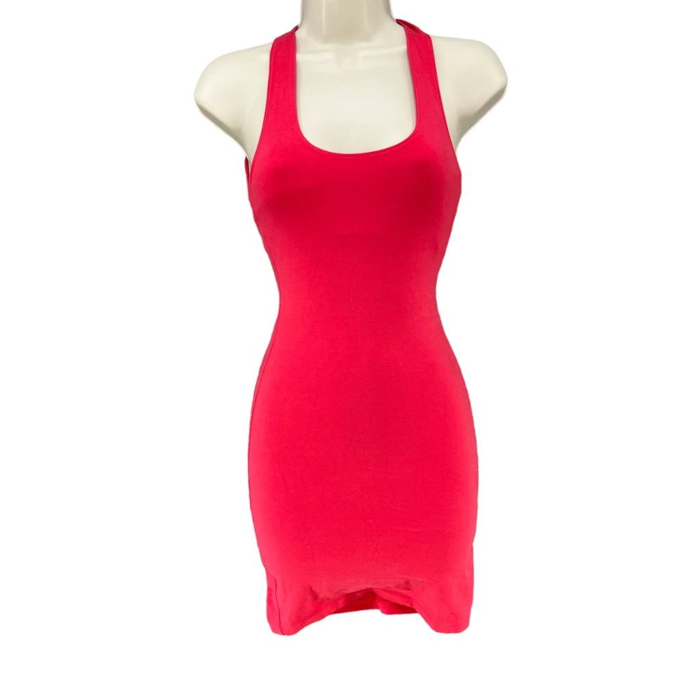 Guess Mini Bodycon Dress Cage Back Summer Love Pink Sleeveless Stretch Size XXS